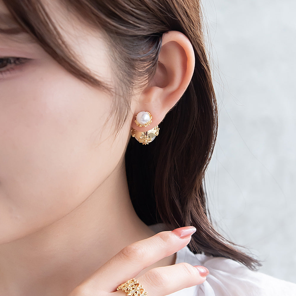 Pearl Orb Front Back Earrings