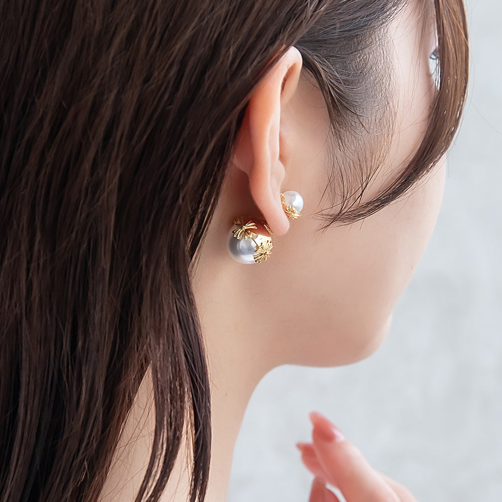 Pearl Orb Front Back Earrings