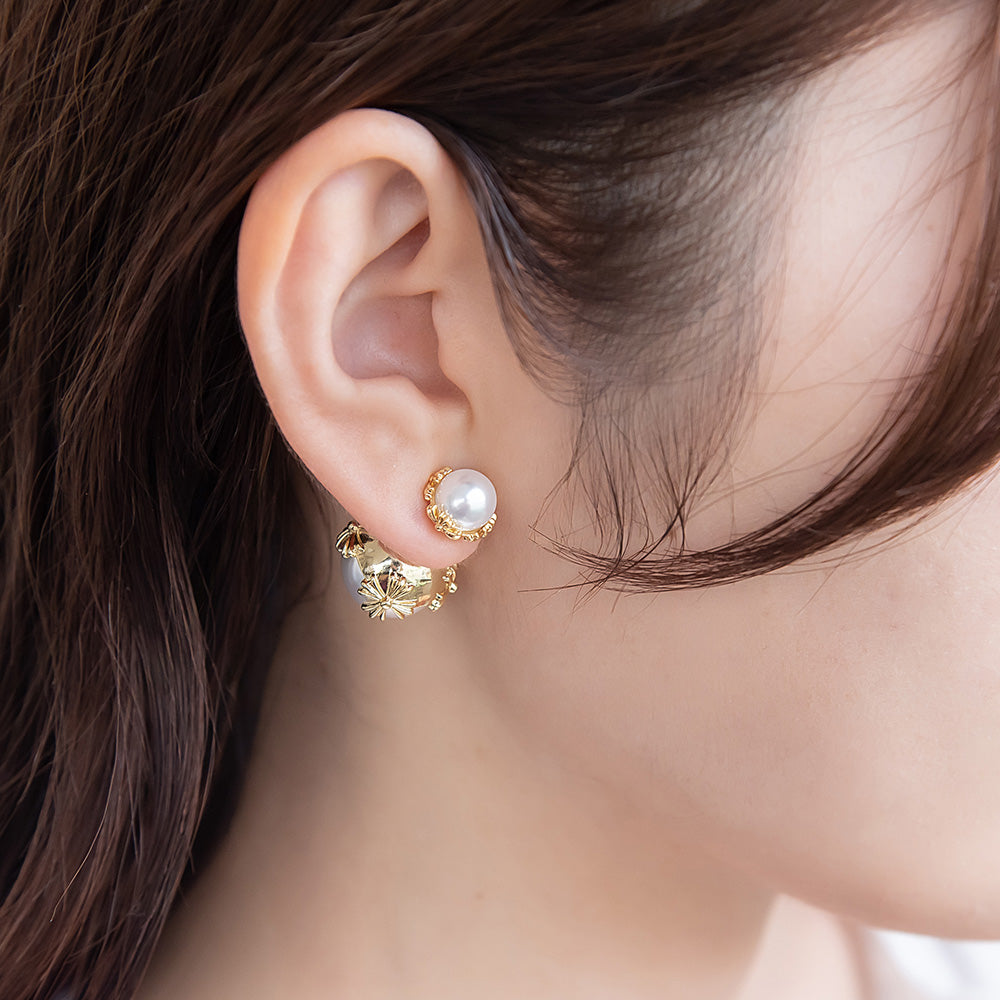 Pearl Orb Front Back Earrings