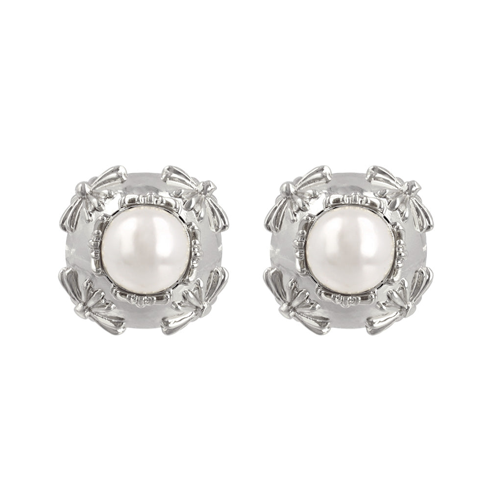 Pearl Orb Front Back Earrings