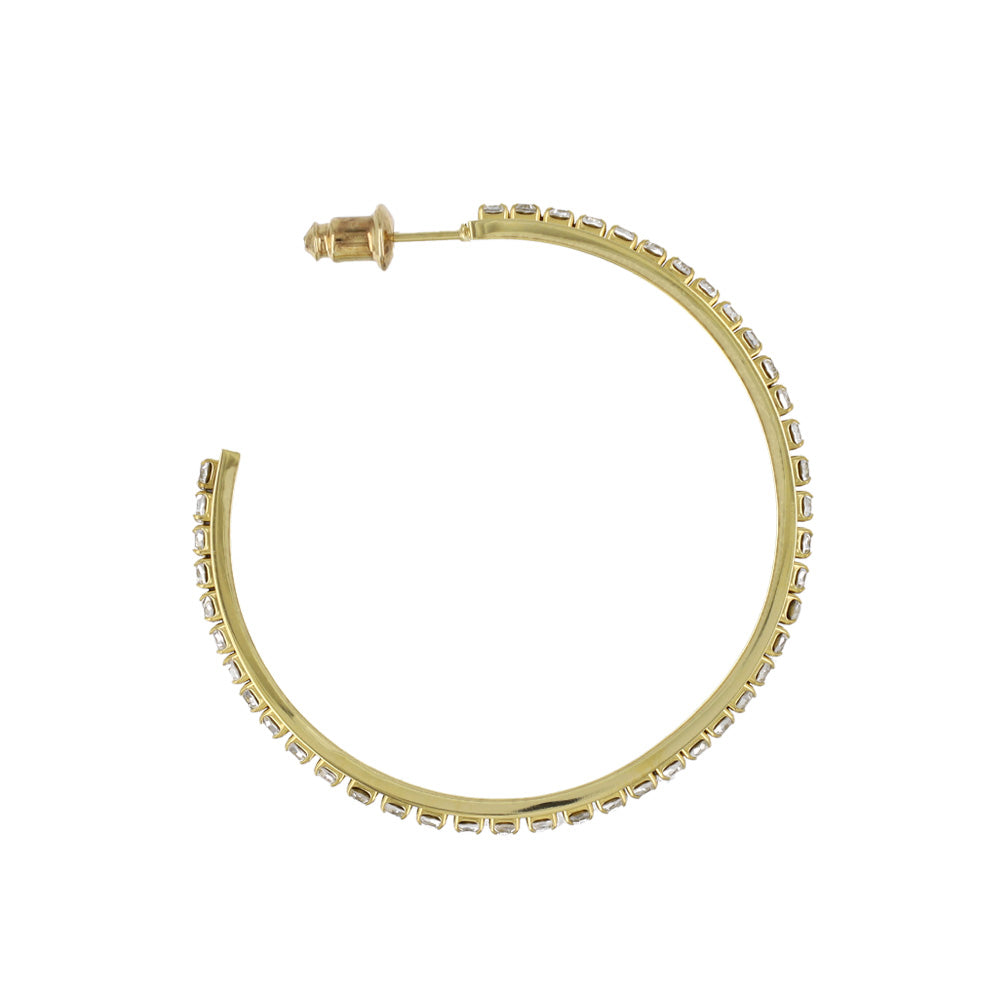 Rhinestone Stainless Steel Hoop Earrings
