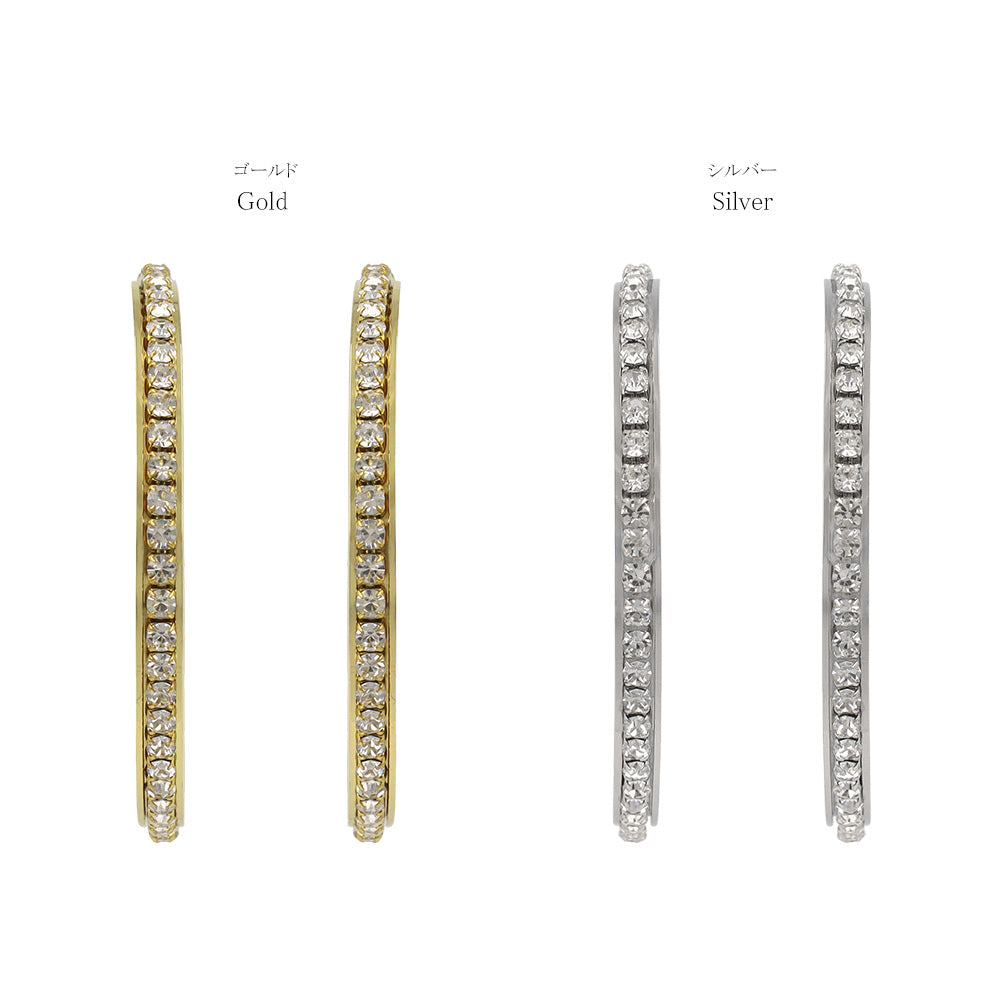 Rhinestone Stainless Steel Hoop Earrings