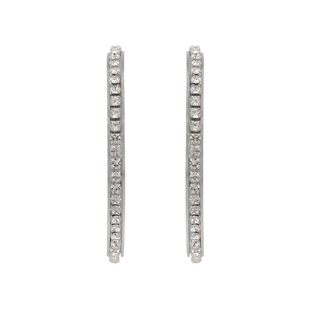 Rhinestone Stainless Steel Hoop Earrings