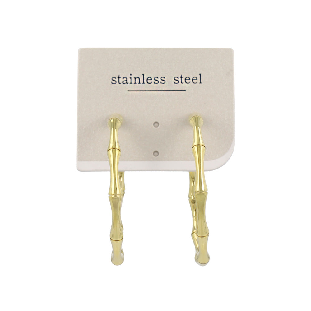 Bamboo Joint Stainless Steel Hoop Earrings