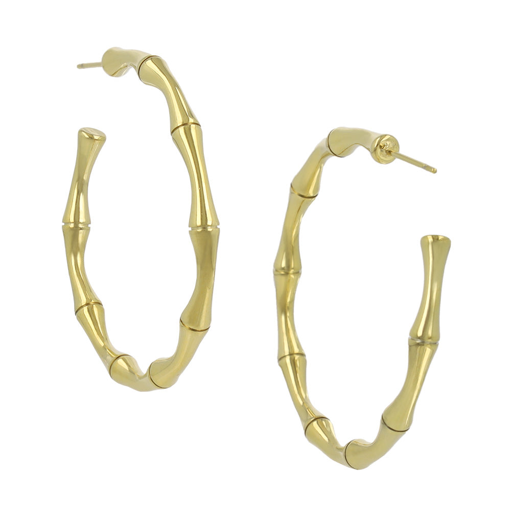 Bamboo Joint Stainless Steel Hoop Earrings