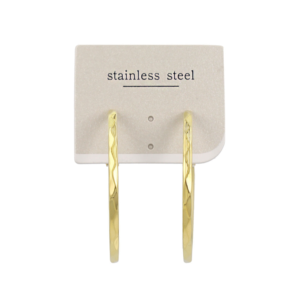 Faceted Stainless Steel Hoop Earrings