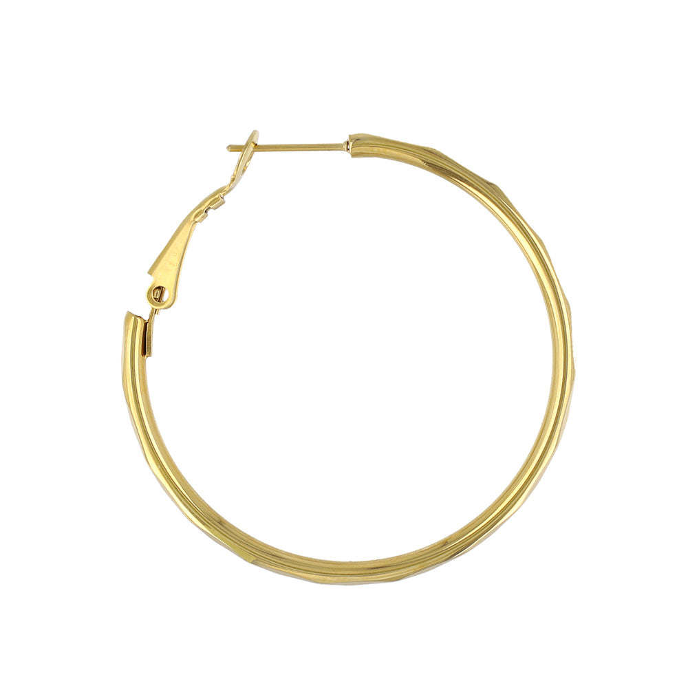 Faceted Stainless Steel Hoop Earrings