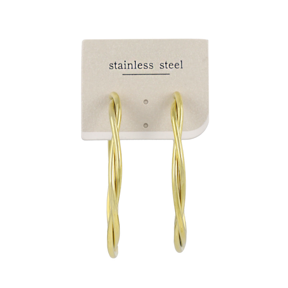 Braided Stainless Steel Hoop Earrings