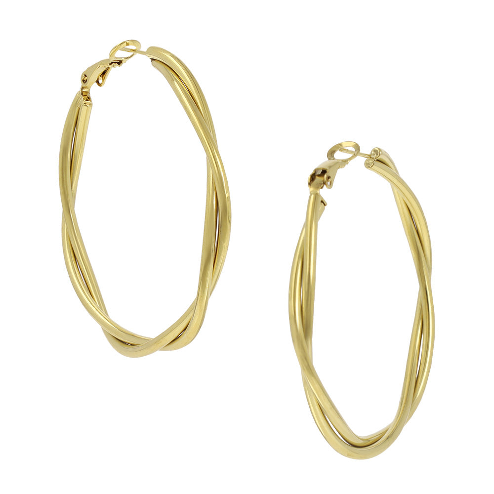 Braided Stainless Steel Hoop Earrings