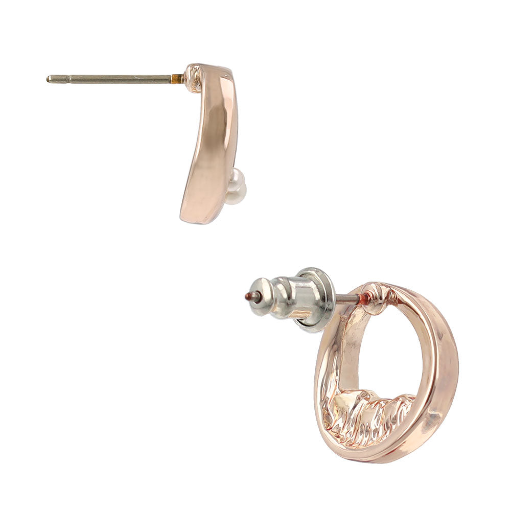 Rose Silver Tone Pearlized Circle Earrings