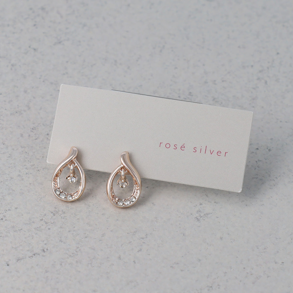 Rose Silver Tone Hollow Earrings