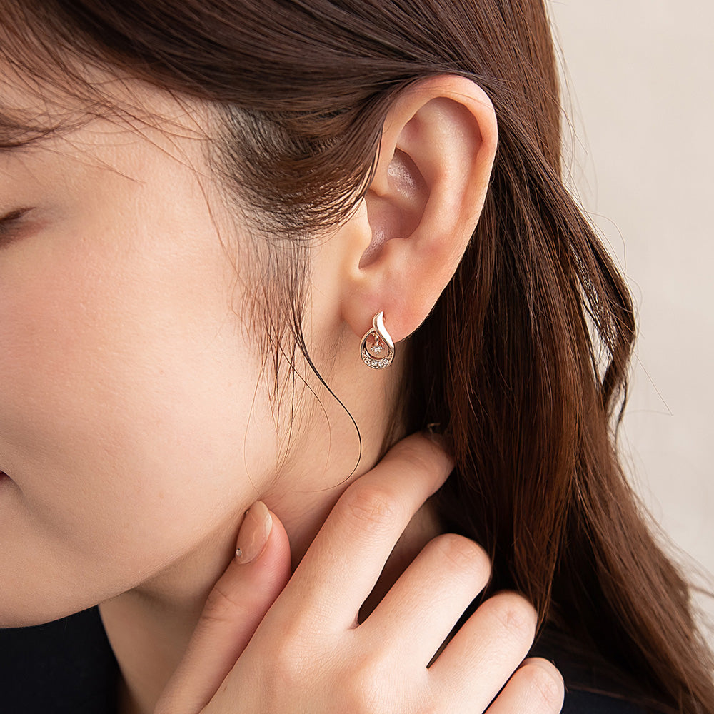 Rose Silver Tone Hollow Earrings