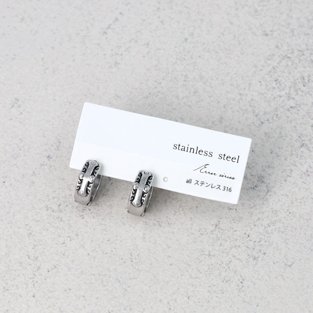 Surgical Steel Etched Cross Hoop Earrings