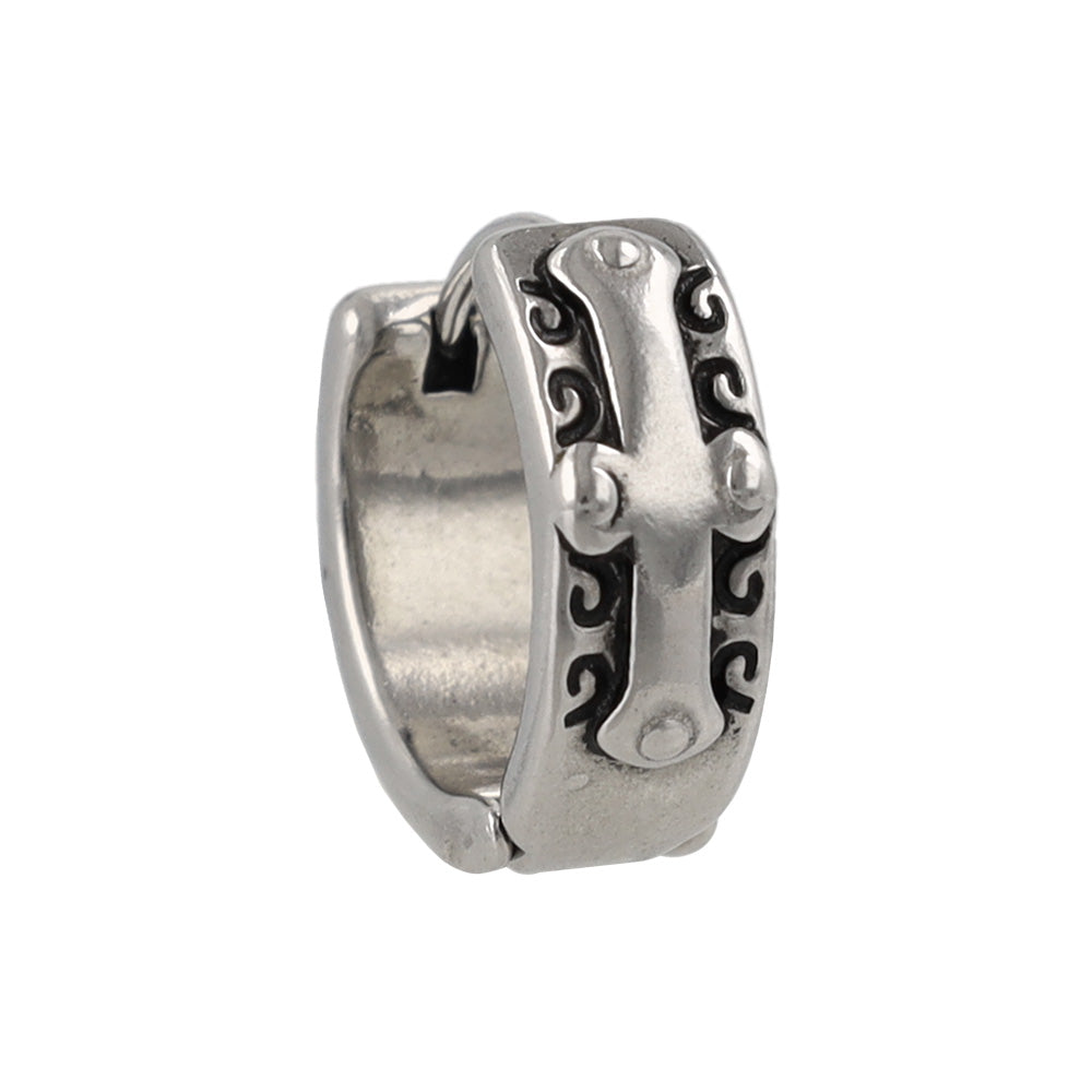 Surgical Steel Etched Cross Hoop Earrings