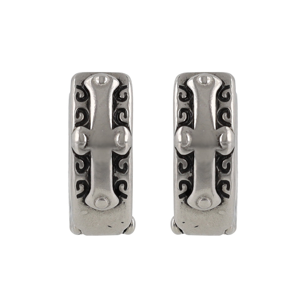 Surgical Steel Etched Cross Hoop Earrings