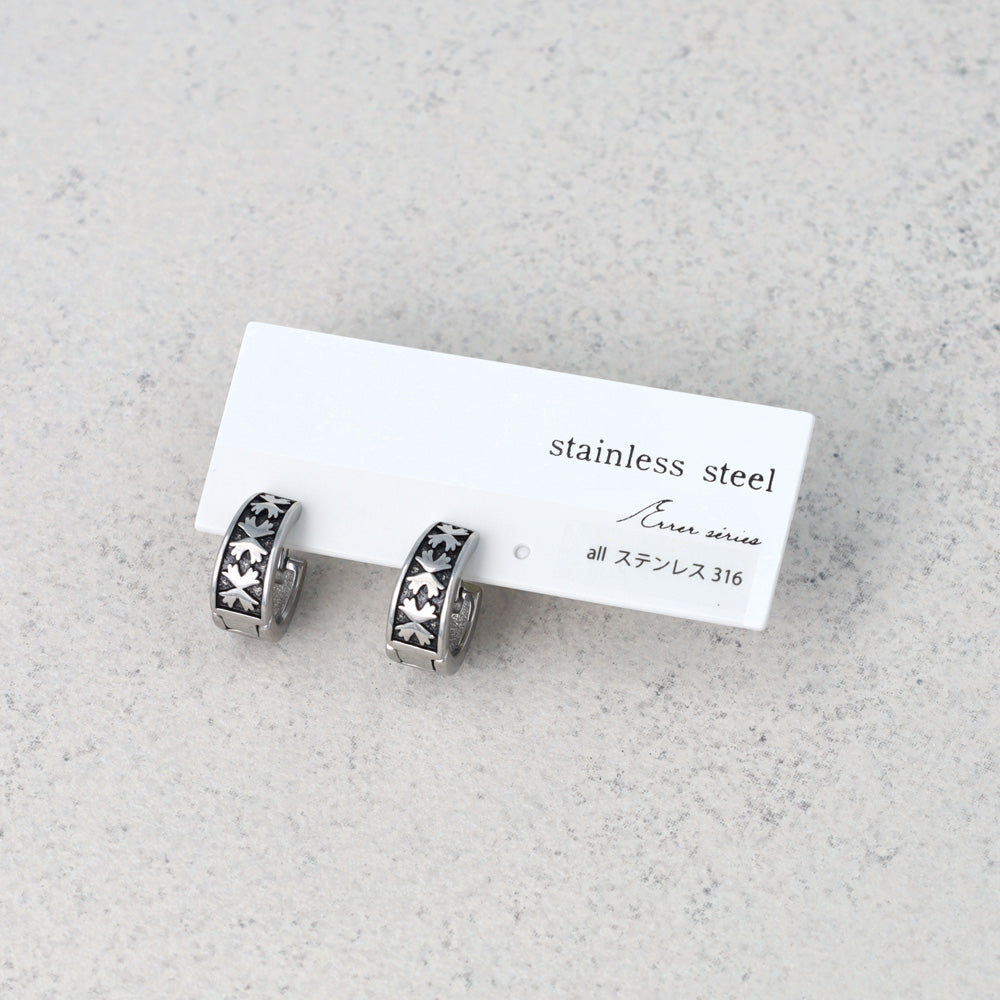 Surgical Steel Etched Flower Hoop Earrings