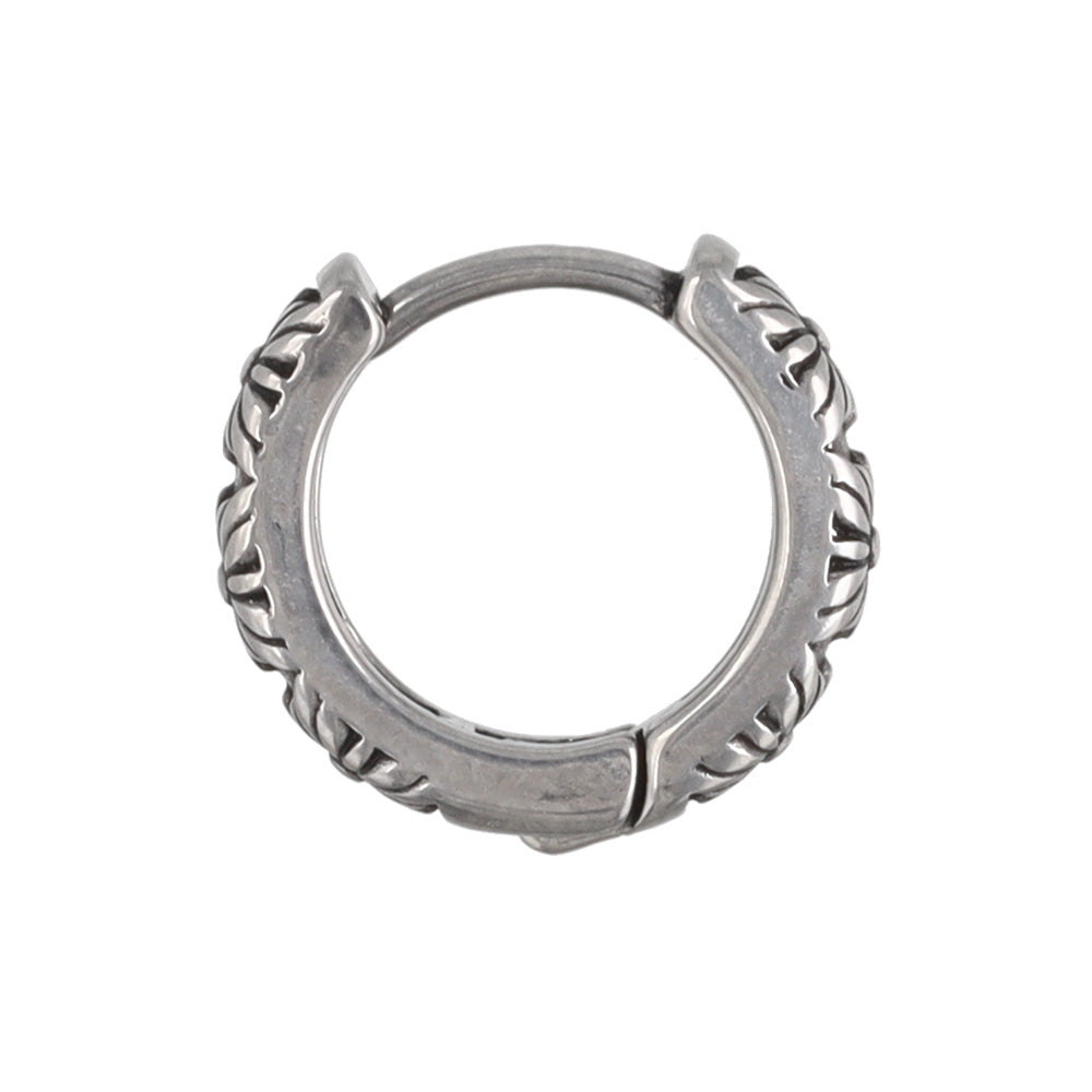 Surgical Steel Etched Flower Hoop Earrings