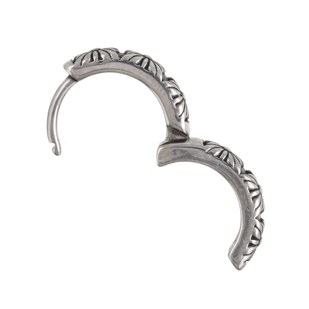 Surgical Steel Etched Flower Hoop Earrings