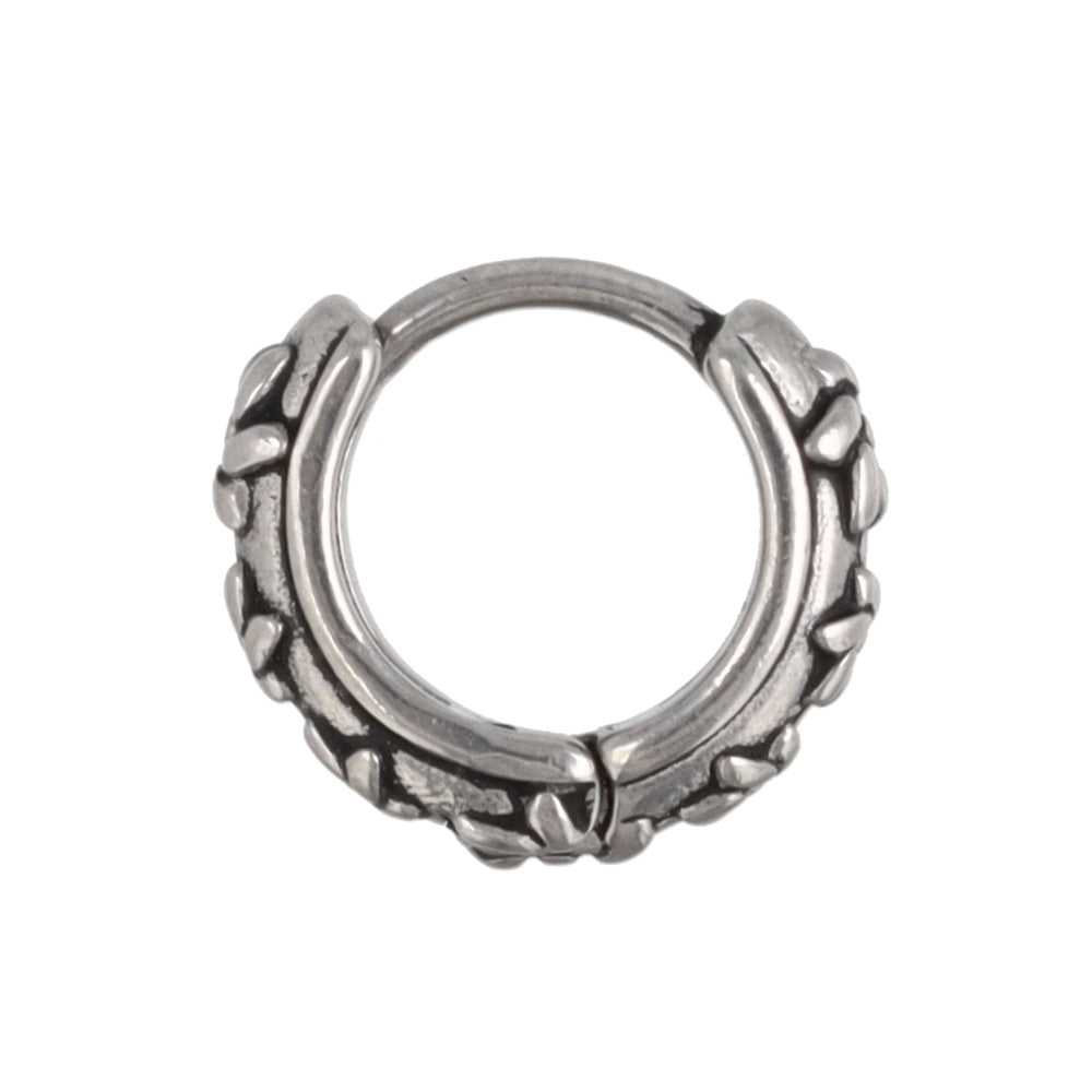 Surgical Steel Embossed Flower Hoop Earrings