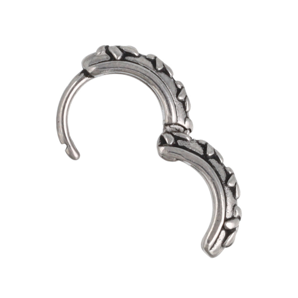 Surgical Steel Embossed Flower Hoop Earrings