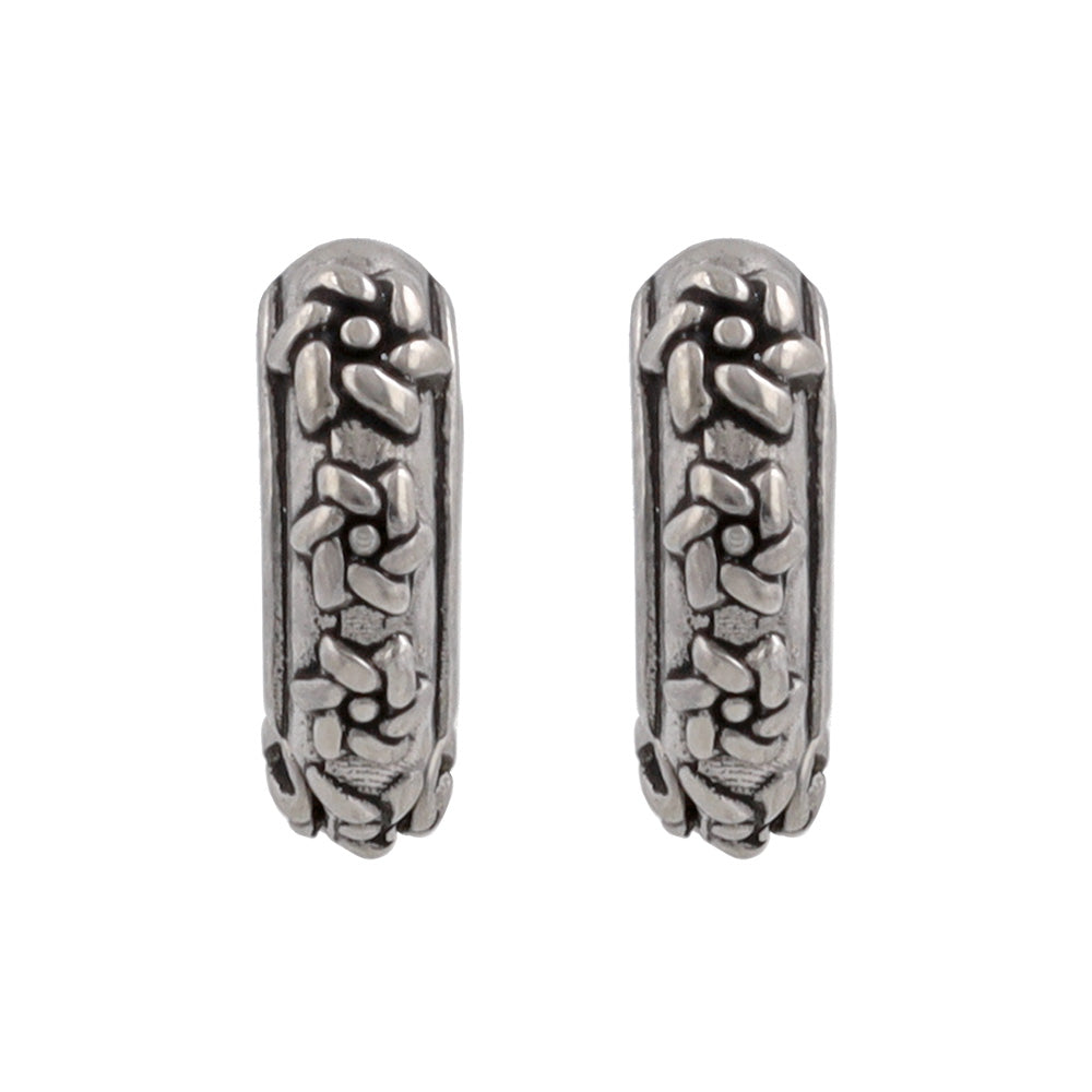 Surgical Steel Embossed Flower Hoop Earrings