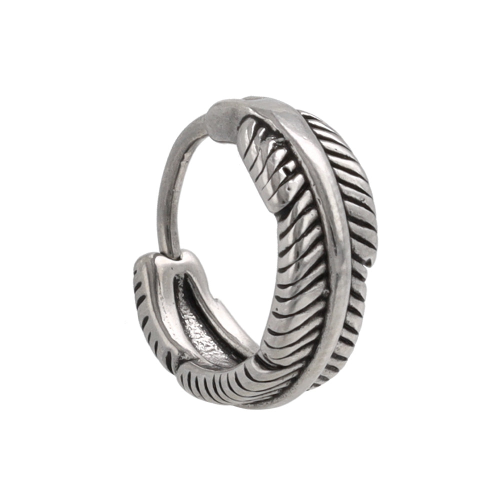 Surgical Steel Feather Hoop Earrings