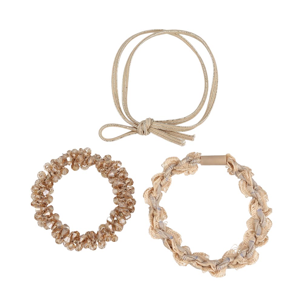 Bead Frill and Knot Mixed Hair Elastic Pack