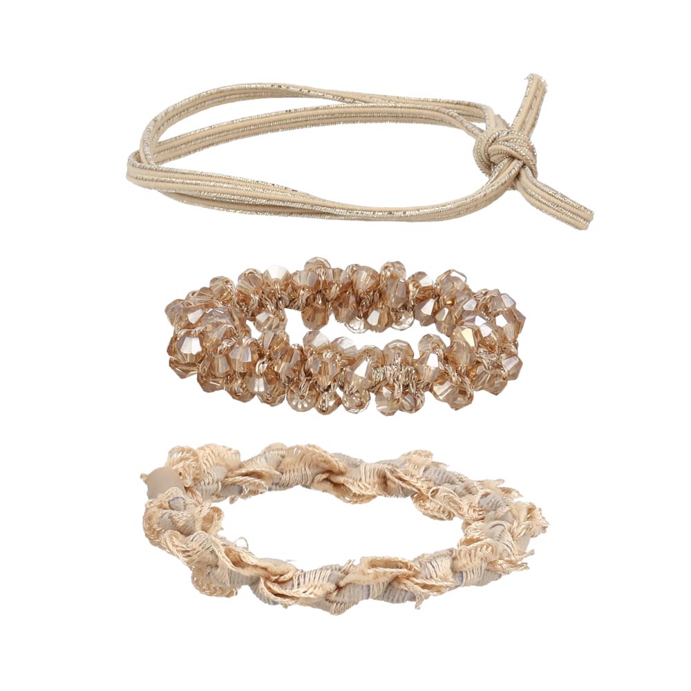 Bead Frill and Knot Mixed Hair Elastic Pack