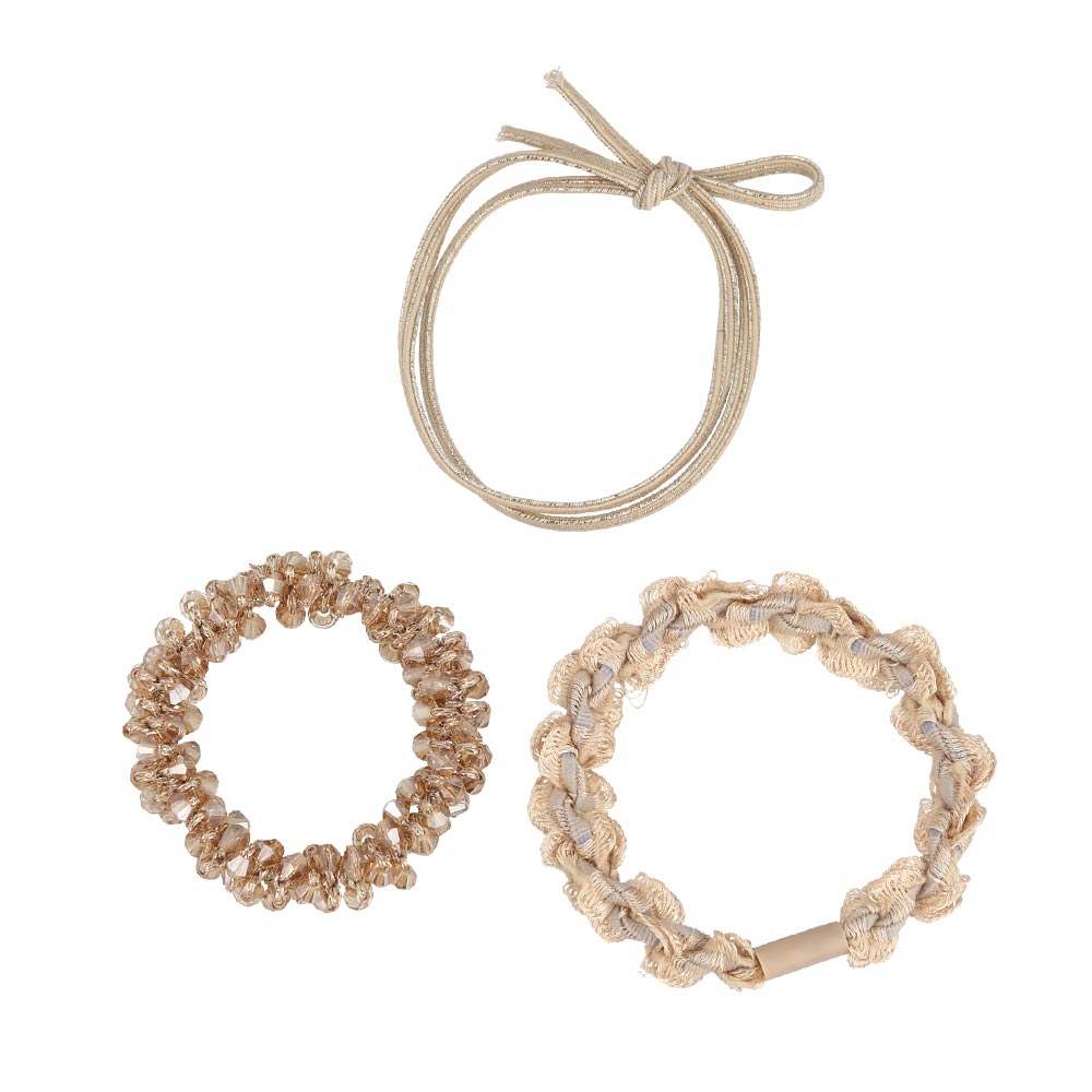 Bead Frill and Knot Mixed Hair Elastic Pack