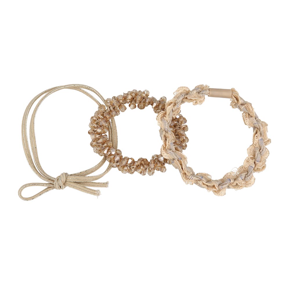 Bead Frill and Knot Mixed Hair Elastic Pack