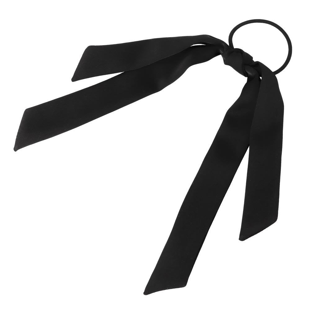 Skinny Black Bow Ponytail Holder