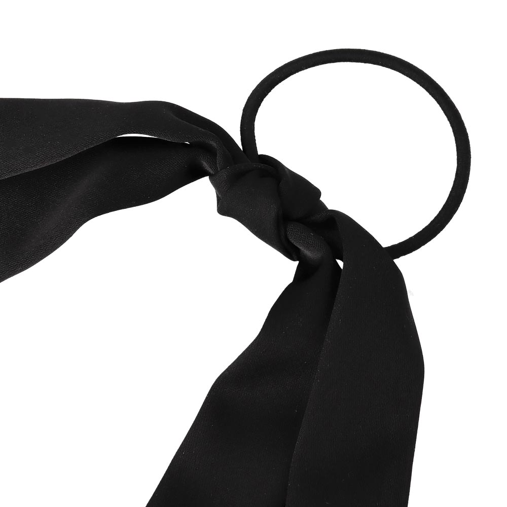 Skinny Black Bow Ponytail Holder