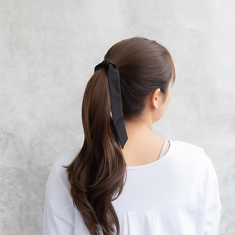 Skinny Black Bow Ponytail Holder