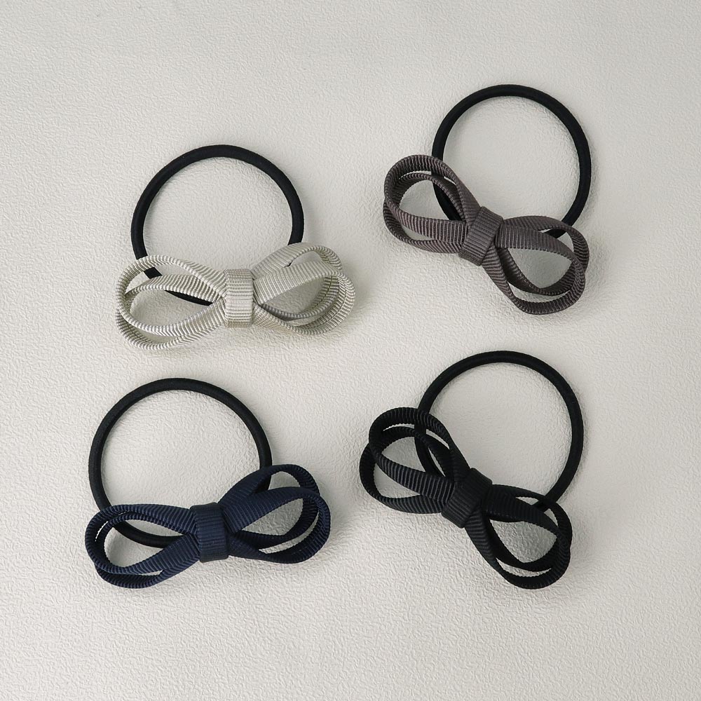 Neutral Grosgrain Bow Hair Tie - osewaya