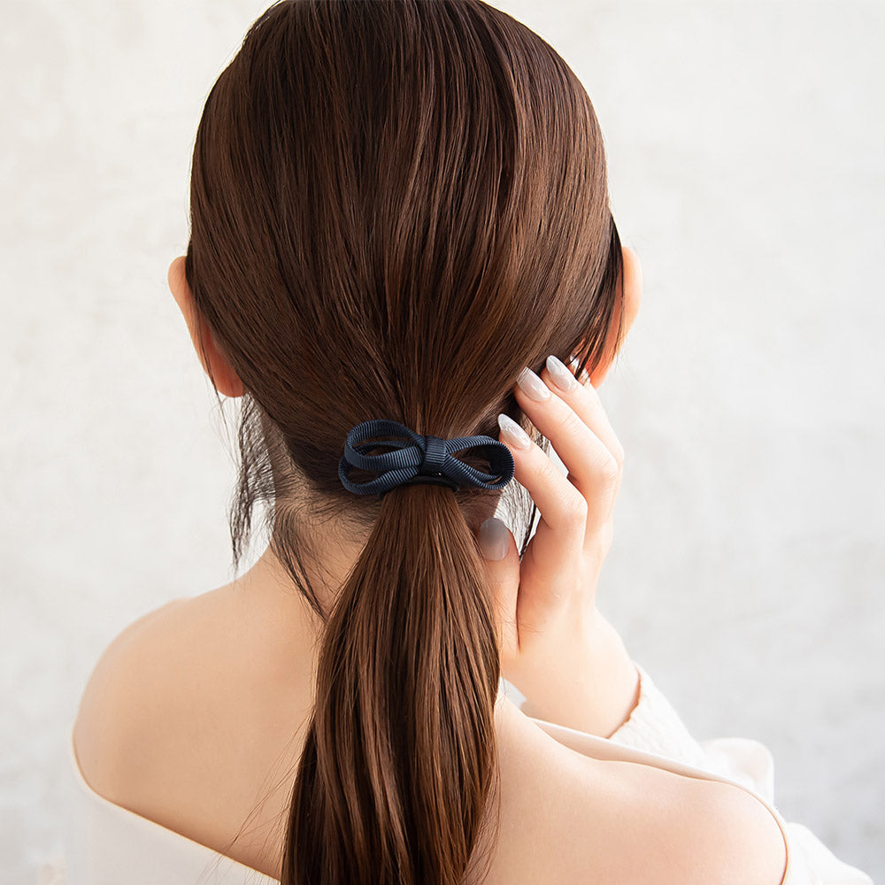 Neutral Grosgrain Bow Hair Tie