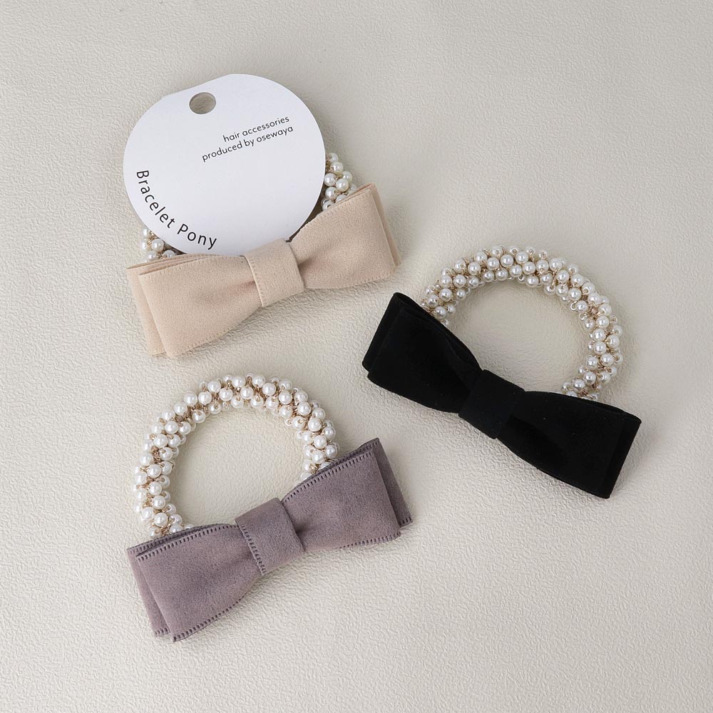 Bow Bubble Pearl Ponytail Holder