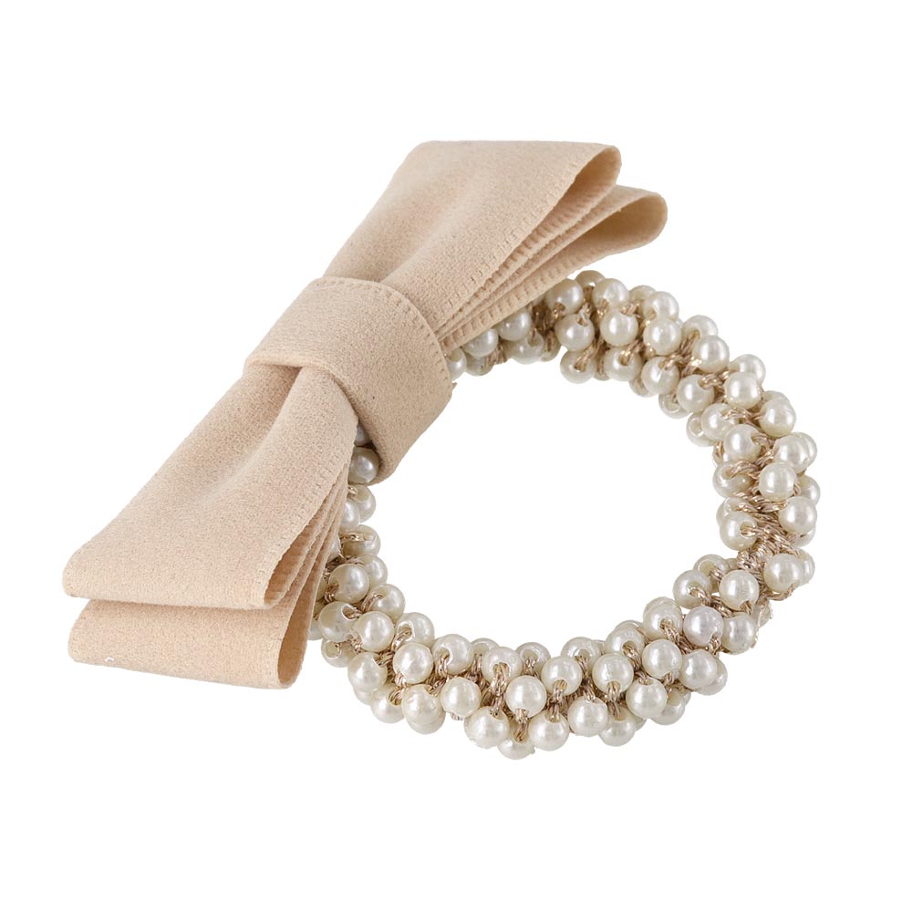 Bow Bubble Pearl Ponytail Holder