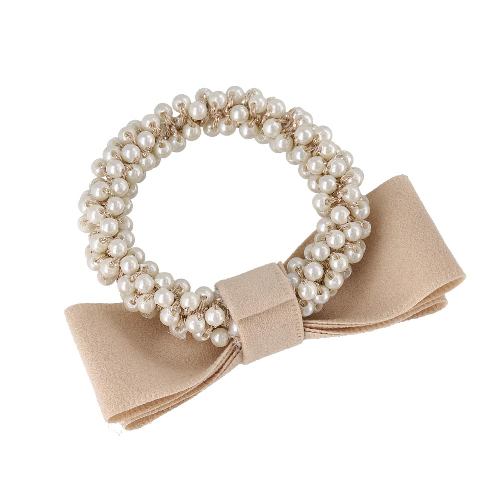 Bow Bubble Pearl Ponytail Holder