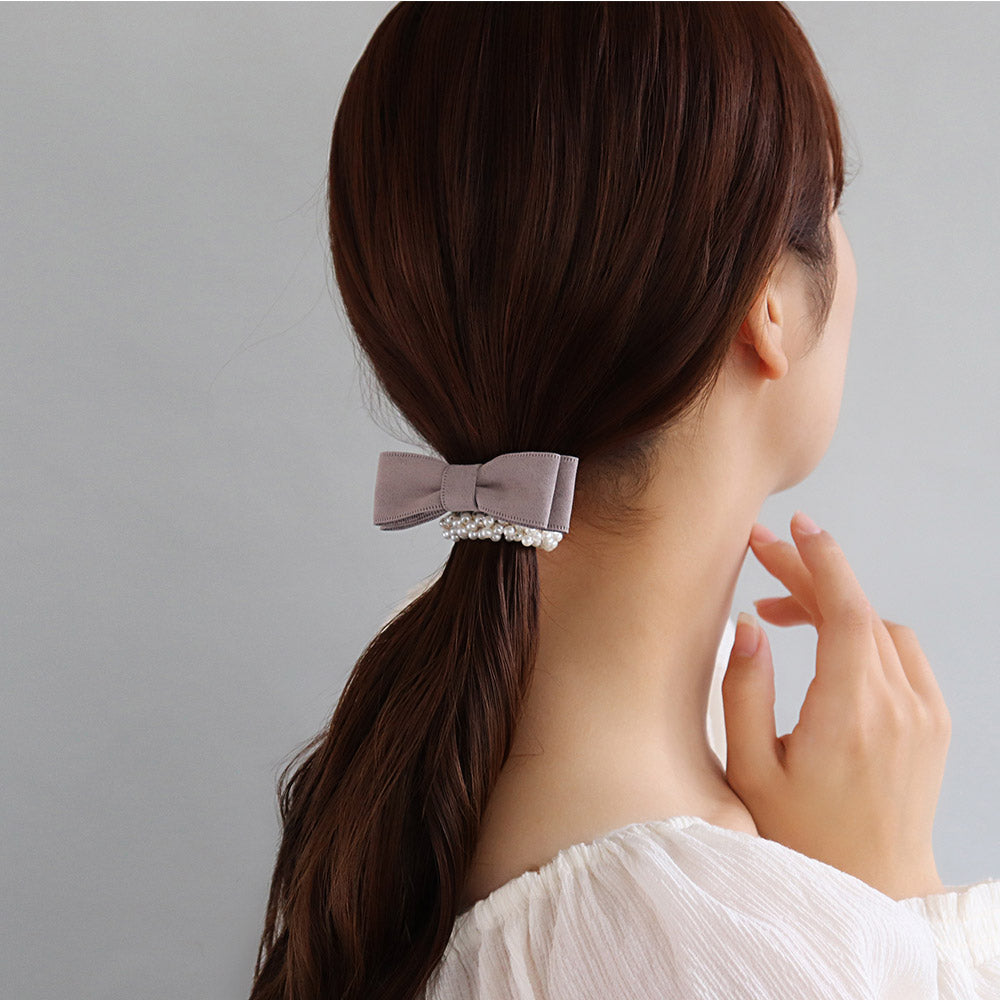 Bow Bubble Pearl Ponytail Holder