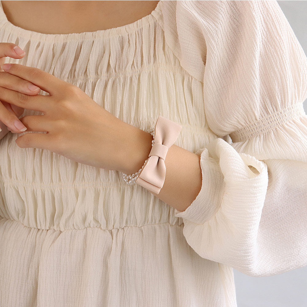 Bow Bubble Pearl Ponytail Holder