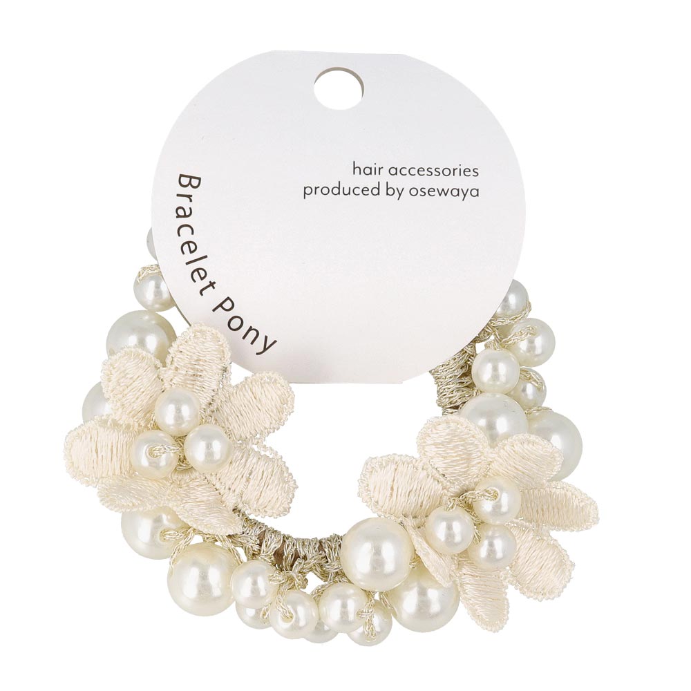 Flower Bubble Pearl Ponytail Holder