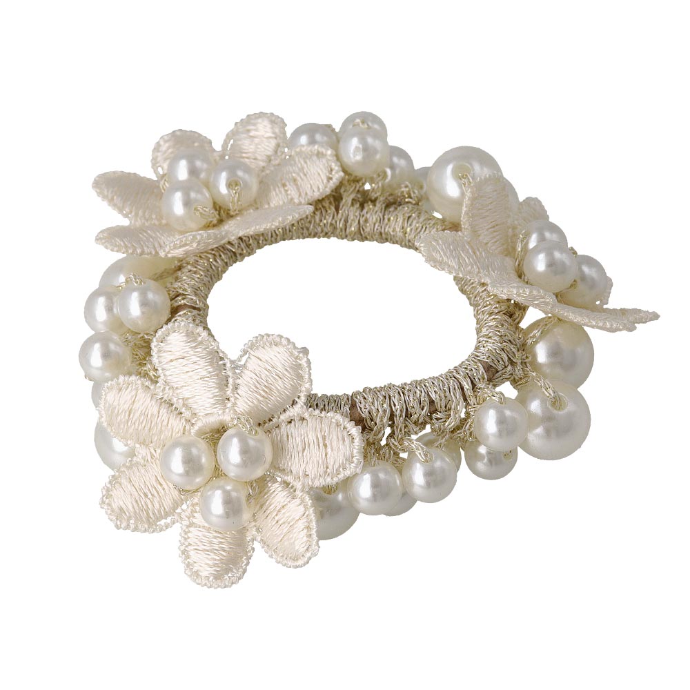 Flower Bubble Pearl Ponytail Holder