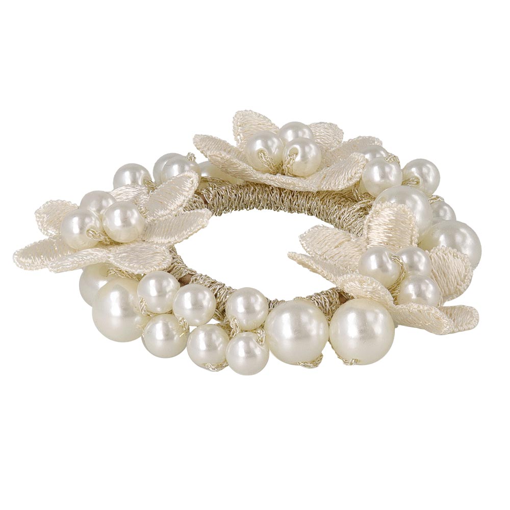 Flower Bubble Pearl Ponytail Holder