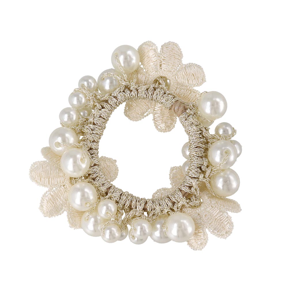 Flower Bubble Pearl Ponytail Holder