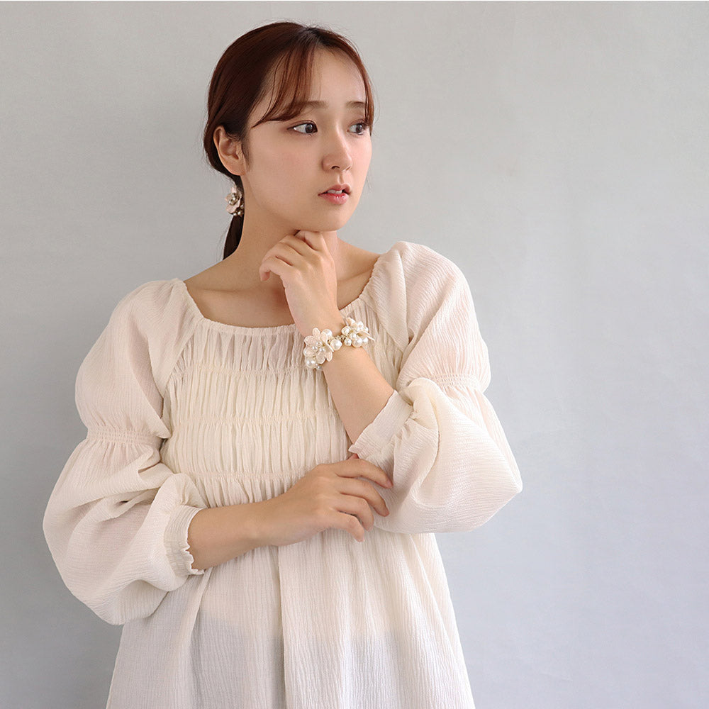 Flower Bubble Pearl Ponytail Holder