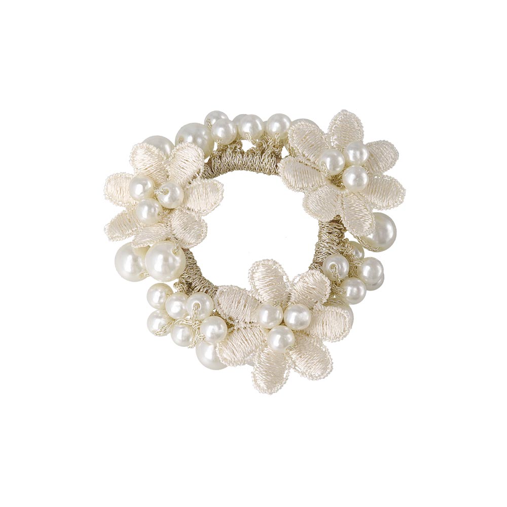 Flower Bubble Pearl Ponytail Holder
