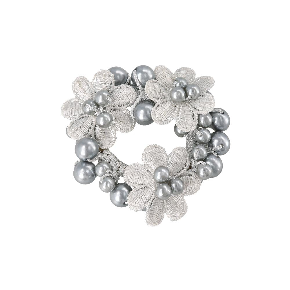 Flower Bubble Pearl Ponytail Holder