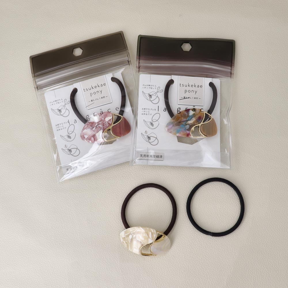 Mixed Marble Oval Ponytail Holder