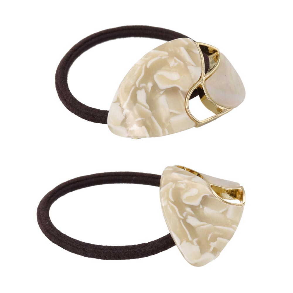 Mixed Marble Oval Ponytail Holder