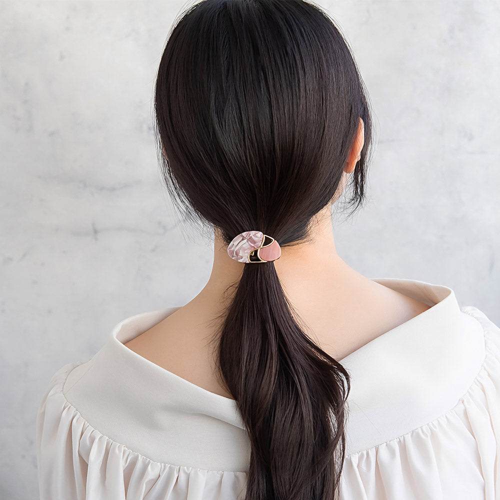 Mixed Marble Oval Ponytail Holder